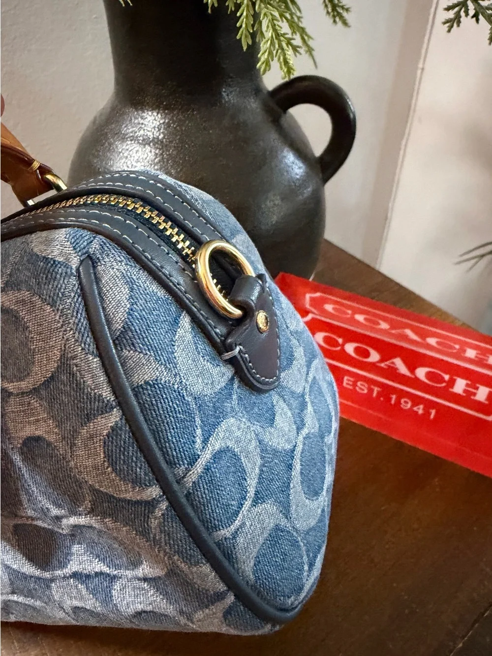 Coach Mini Denim Rowan Satchel/Crossbody Bag